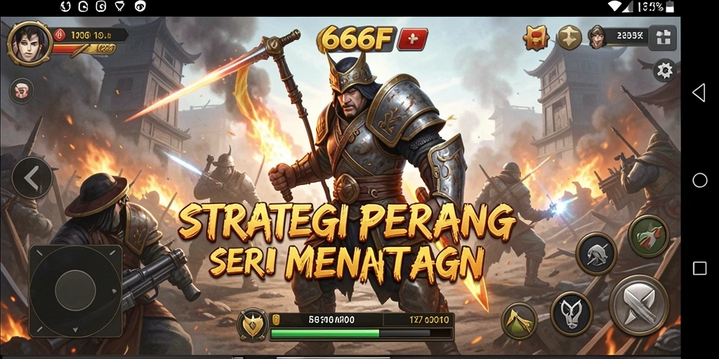 Screenshot utama Gameplay 666F menampilkan pertempuran strategis yang mendebarkan.