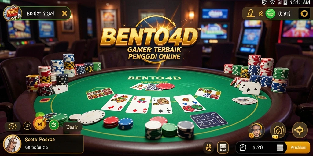 Tampilan gameplay BENTO4D dengan suasana Poker yang mendebarkan.