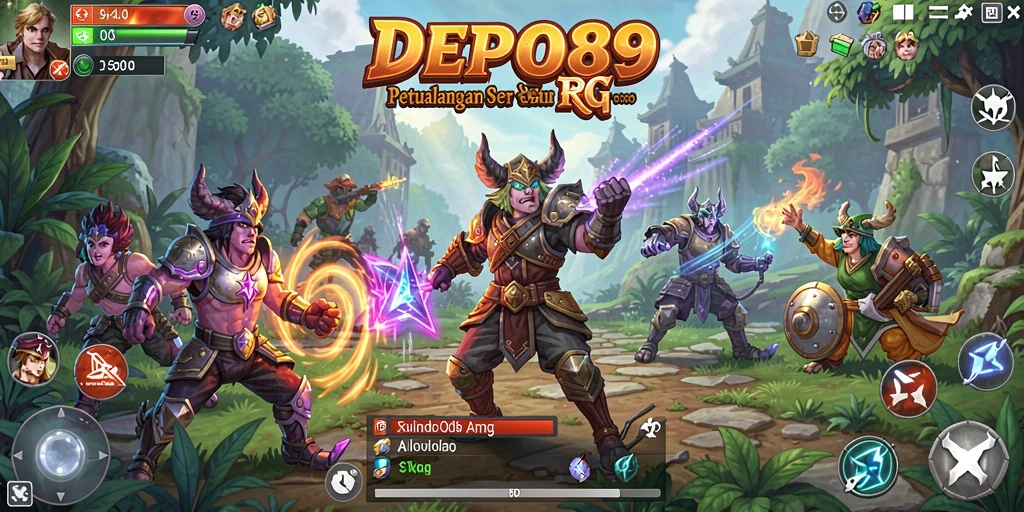 Screenshot DEPO89 menampilkan pertempuran epik dalam dunia RPG.