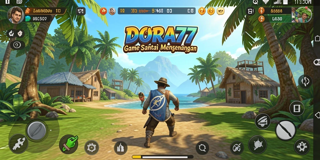 Tampilan gameplay DORA77 yang ceria dan menawan.
