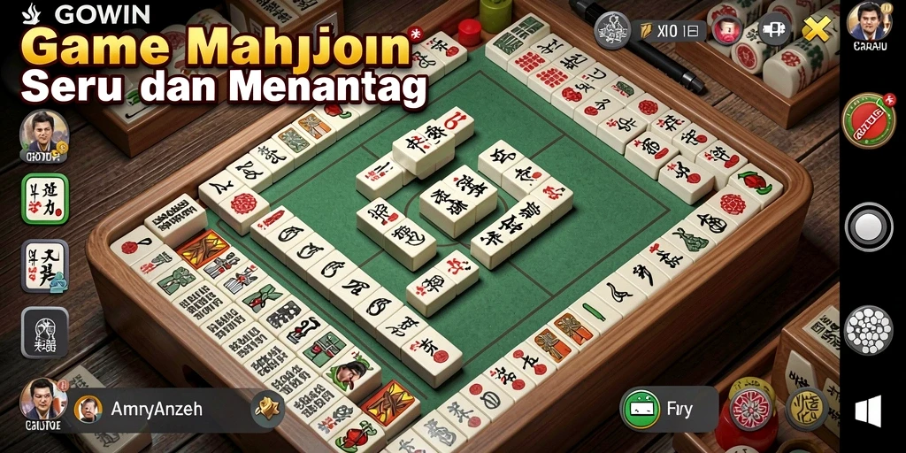 Screenshot gameplay GOWIN menampilkan aksi mencocokkan ubin Mahjong yang seru.