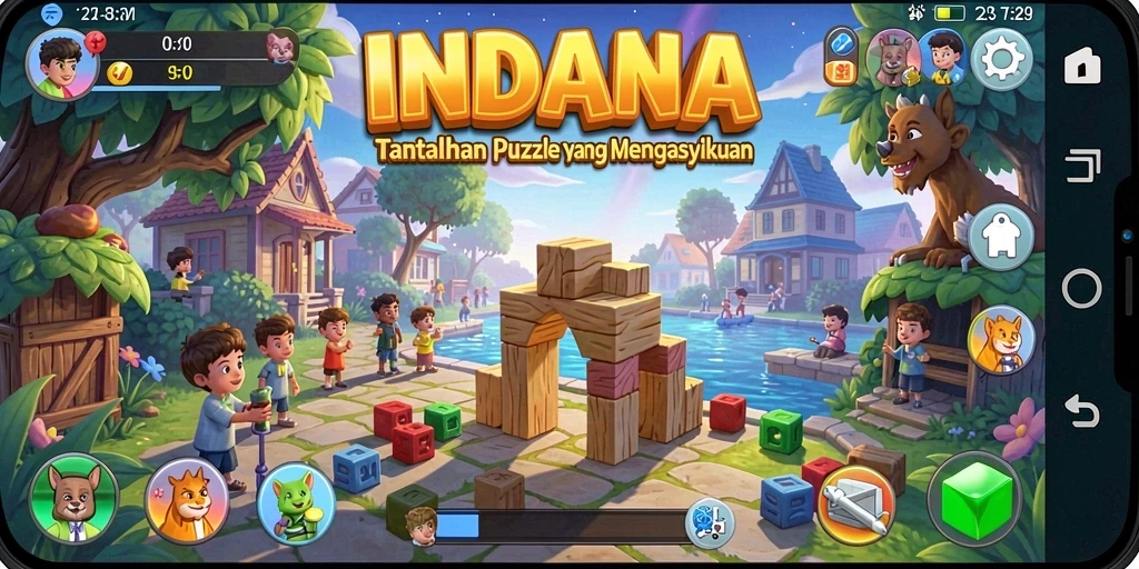 Screenshot gameplay INDAAA yang menampilkan puzzle yang menantang.