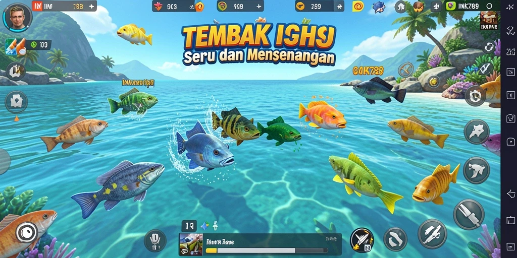 Tampilan gameplay menarik dari INK789 saat menembak ikan.