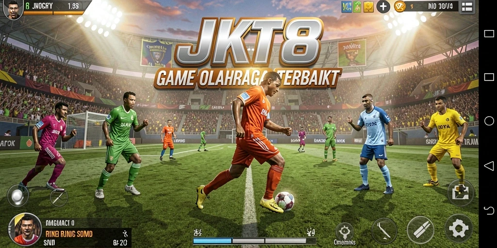 Tampilan gameplay menyerupai pertandingan nyata dalam olahraga.