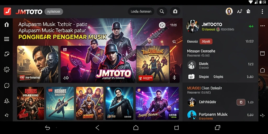 Tampilan gameplay JMTOTO dengan antarmuka yang interaktif dan beragam lagu.