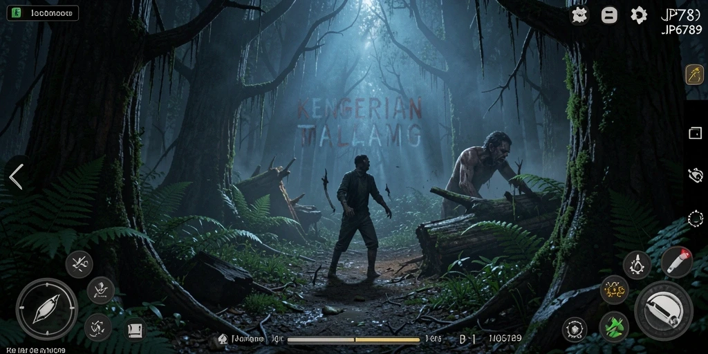 Gameplay mengerikan dalam JP6789 memperlihatkan suasana malam yang menakutkan.