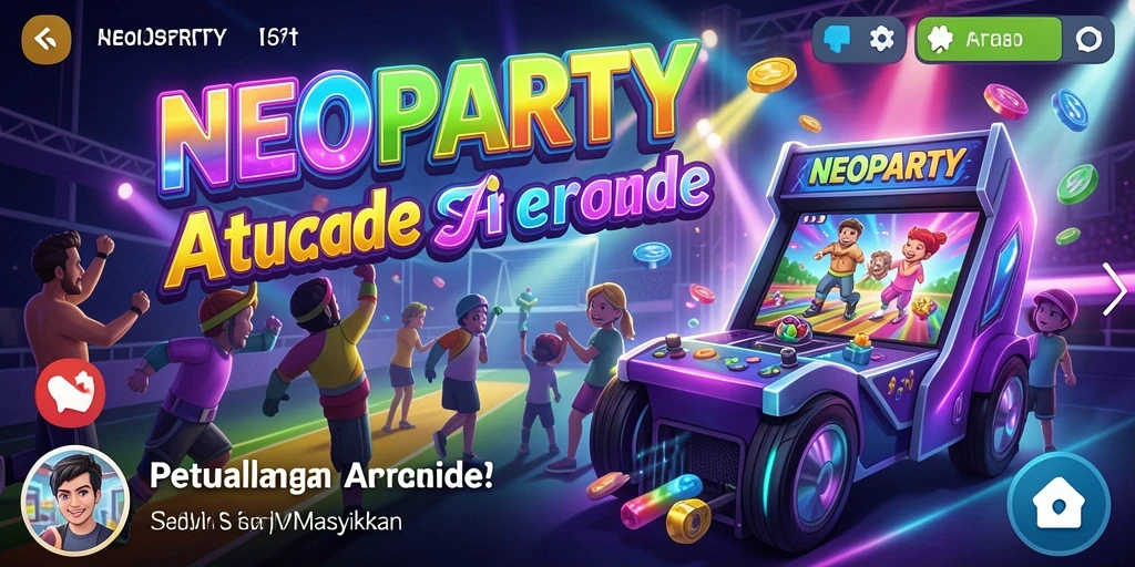Screenshot gameplay NEOPARTY yang menampilkan aksi Arcade seru.