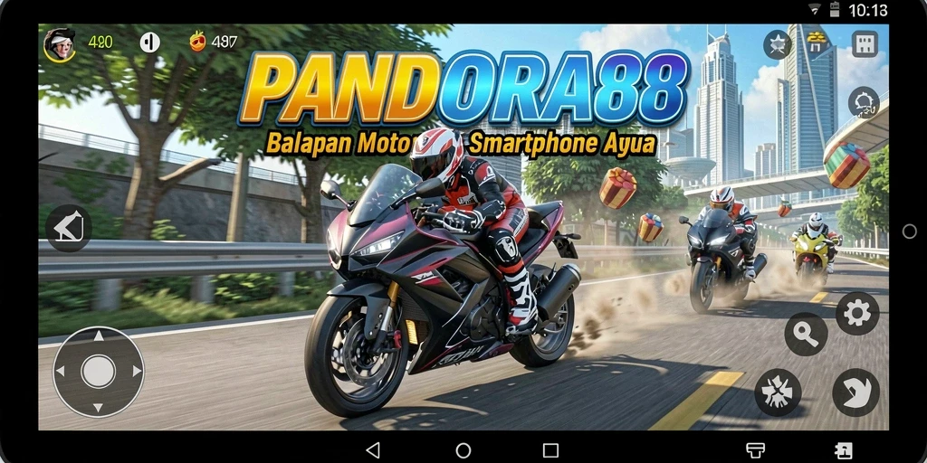Screenshot gameplay PANDORA88 yang menunjukkan aksi balapan motor yang mendebarkan.