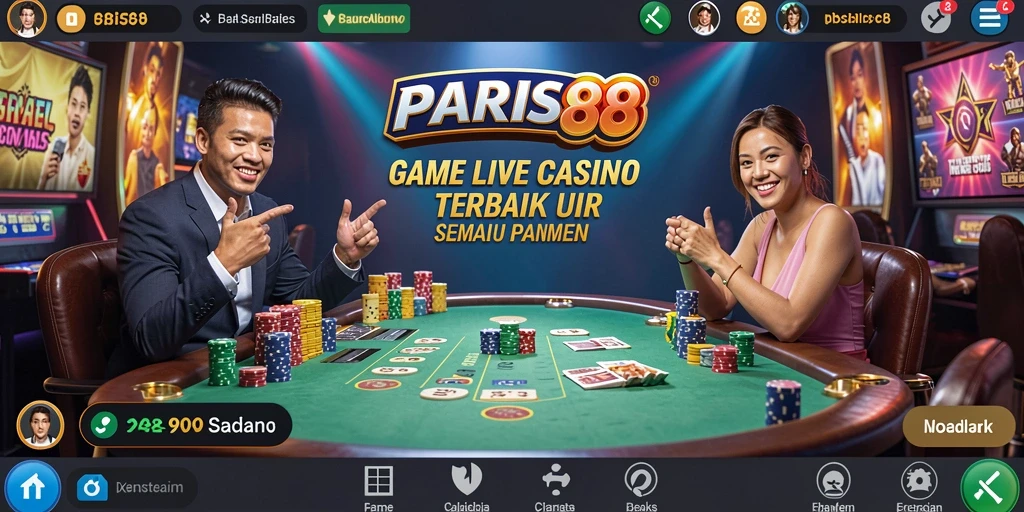 Tampilan gameplay Live Casino yang mendebarkan di PARIS88.