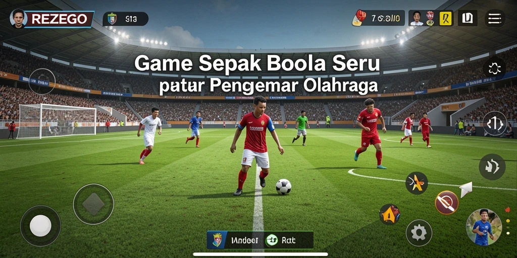 Tampilan gameplay REZEGO yang menegangkan dalam pertandingan sepak bola.