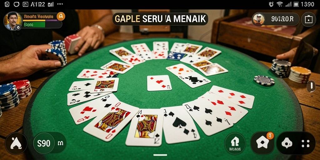 Tampilan gameplay S80 dengan pemain yang bersemangat bermain Gaple.