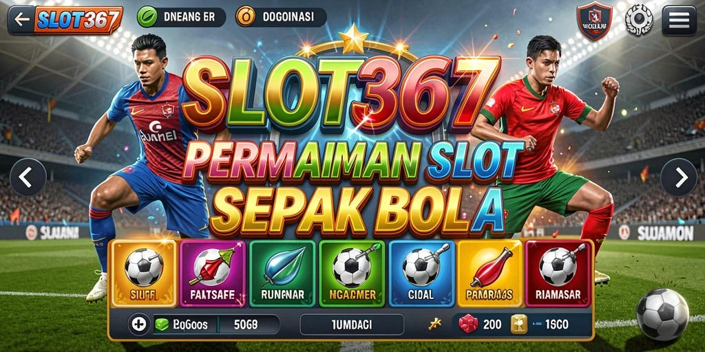Tangkapan layar SLOT367 memperlihatkan pengalaman bermain slot dengan tema sepak bola.