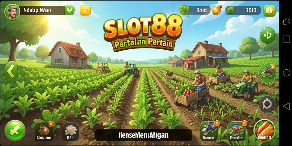 Tampilan gameplay yang memukau dari <strong>SLOT88</strong> dengan lahan pertanian yang indah.