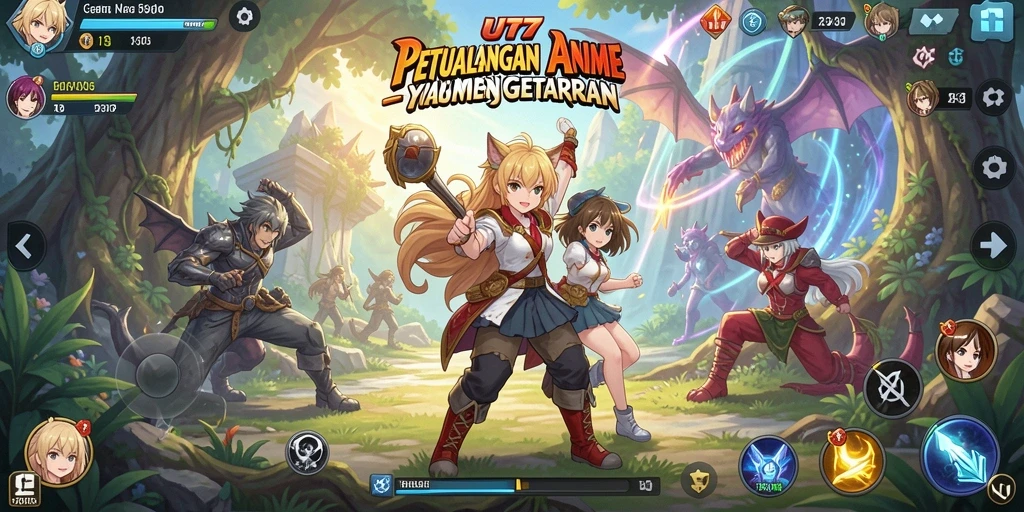 Screenshot UT77 menampilkan aksi pertarungan karakter Anime yang dinamis.