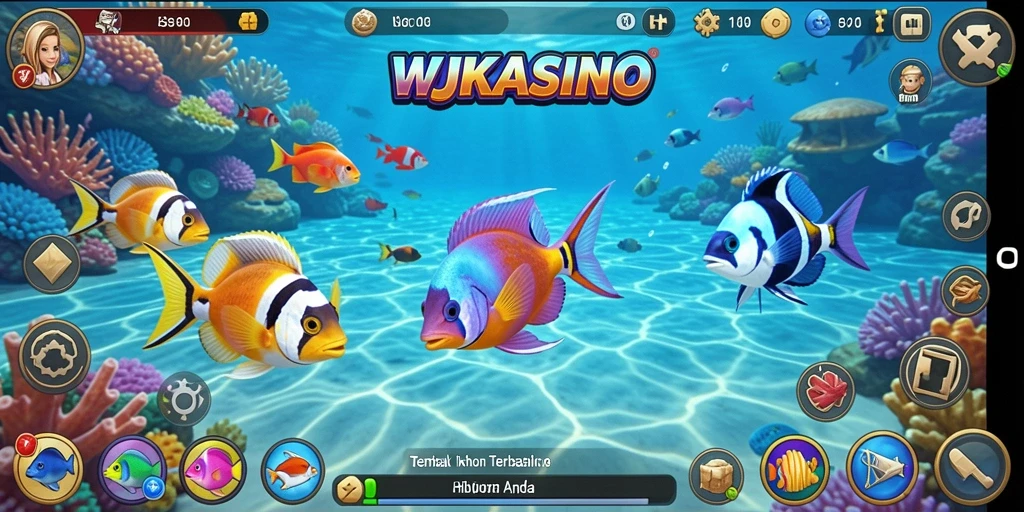 Screenshot gameplay WJKASINO menampilkan aksi menembak ikan yang seru.