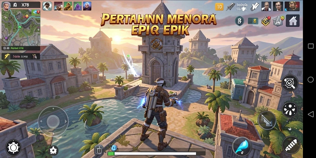 Tampilan gameplay menara di X78 yang seru dan menantang.